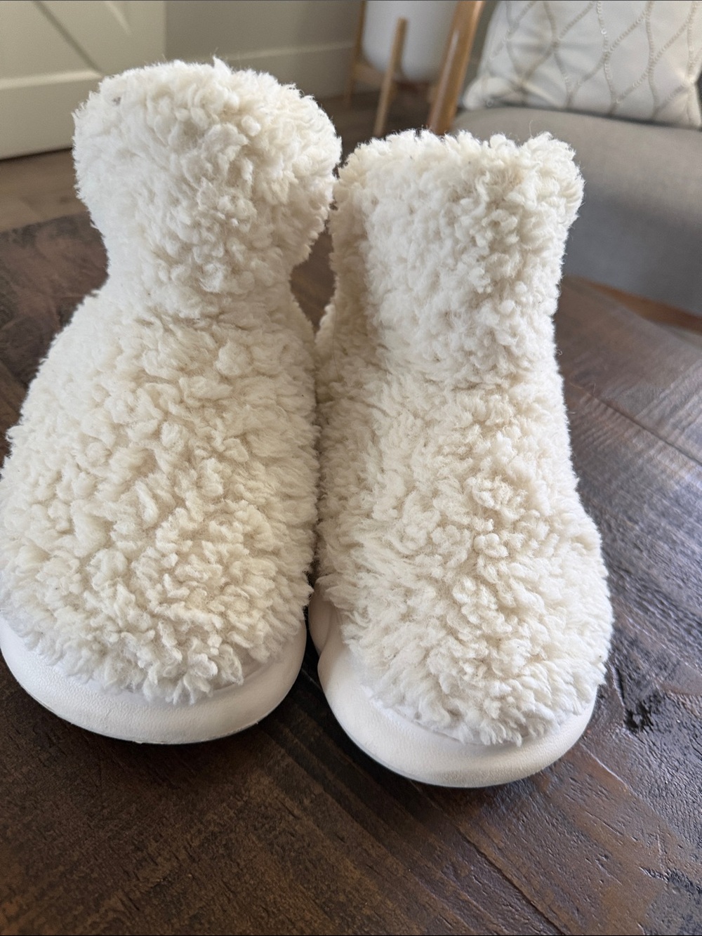 Plush Sherpa Kids Slipper Boots - Cream